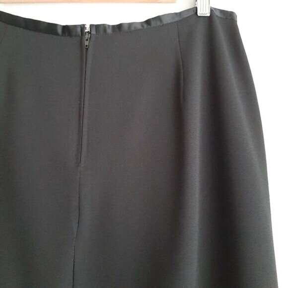 FRICTION | Minimalist Classic Long Maxi Skirt Dressy Front Slit Black Sz 16 - Picture 8 of 10